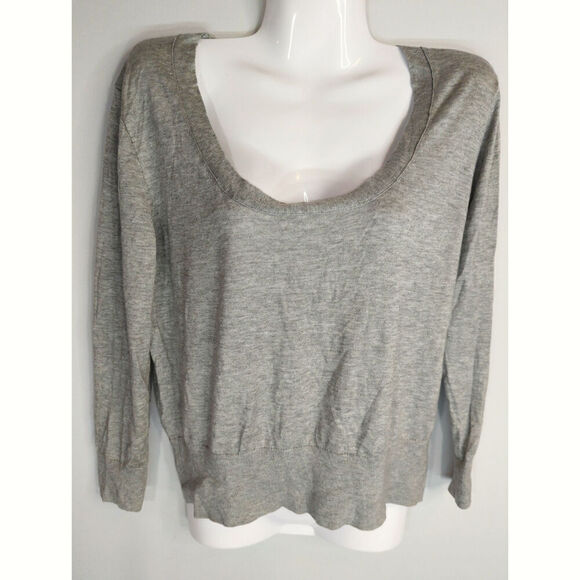 J. Crew Womens Gray Lyocell Silk Blend Scoop Neck‎ Pullover Sweater Top Size L - Picture 3 of 9